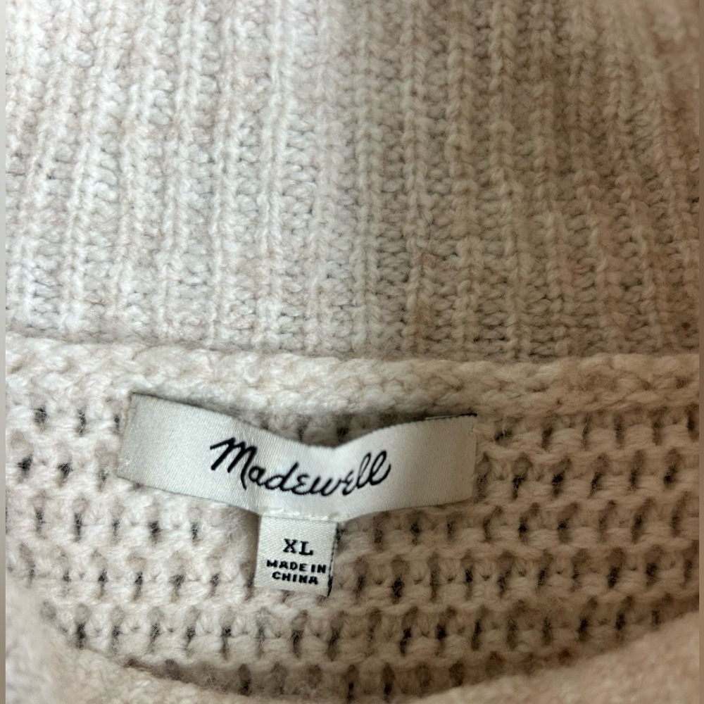 Madewell Cotton/Wool Blend Cream Colored Cowl Neck Sweater size XL - Picture 2 of 9